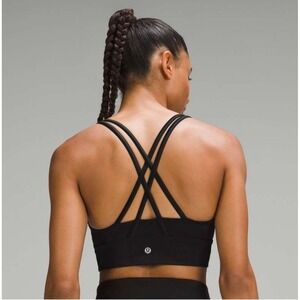 Lululemon Energy Longline Criss Cross Strap Medium Support B-D Cups Black Foil 8